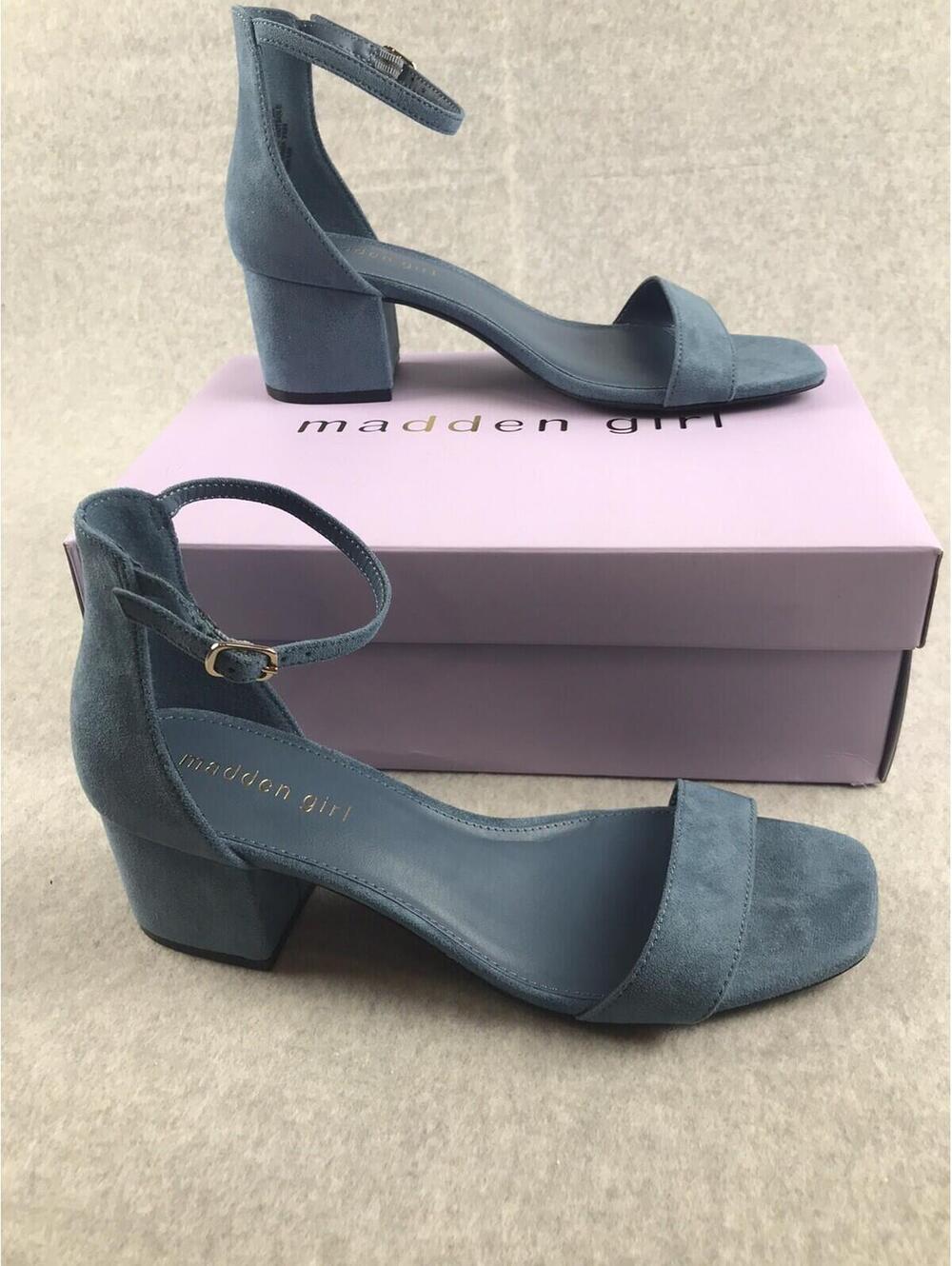 Madden Girl Womens 9 Sydney Open Toe Heels Faux Suede Strap Sandals Chic*